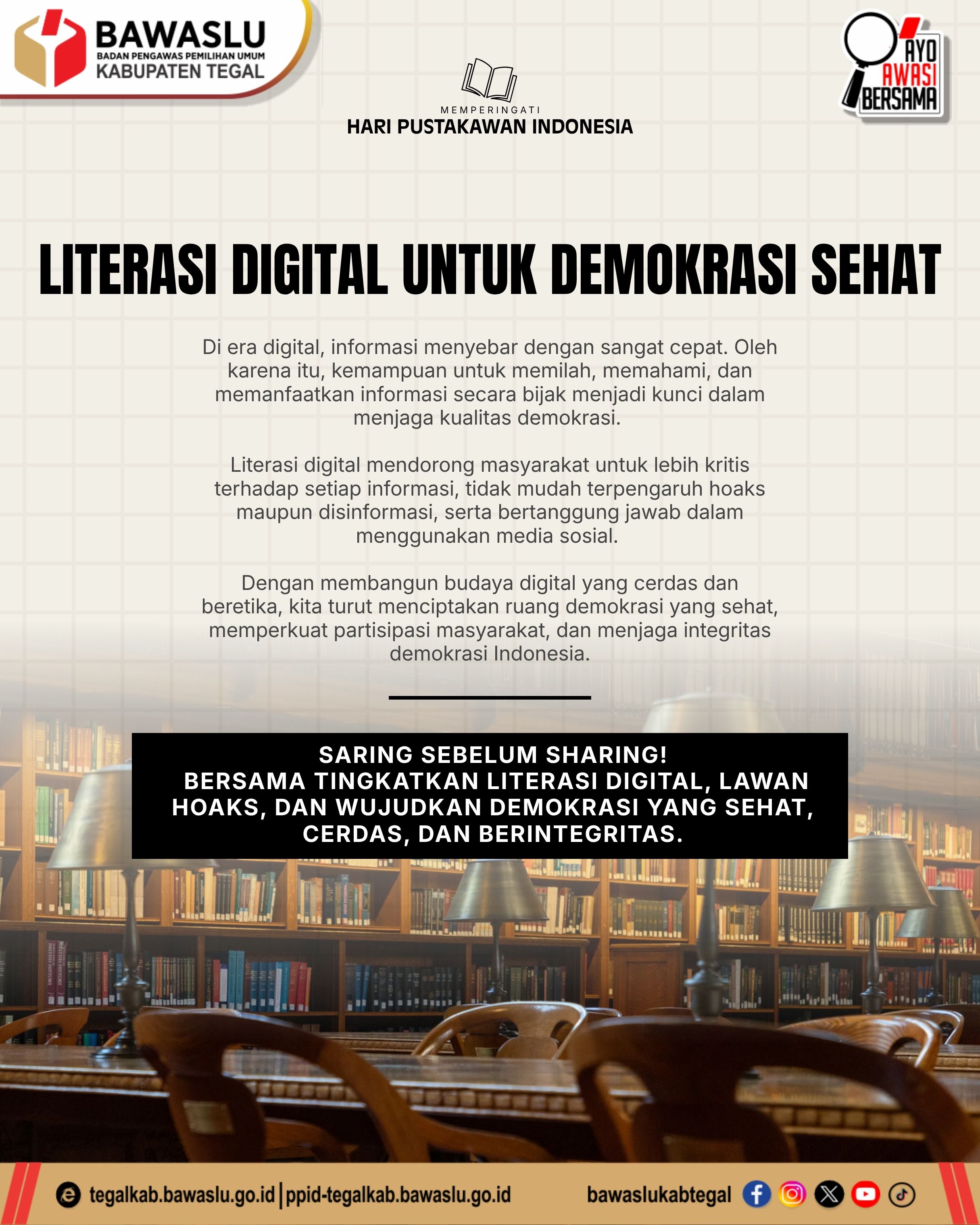 Bawaslu Kabupaten Tegal Ajak Masyarakat Wujudkan Demokrasi Sehat Melalui Literasi Digital