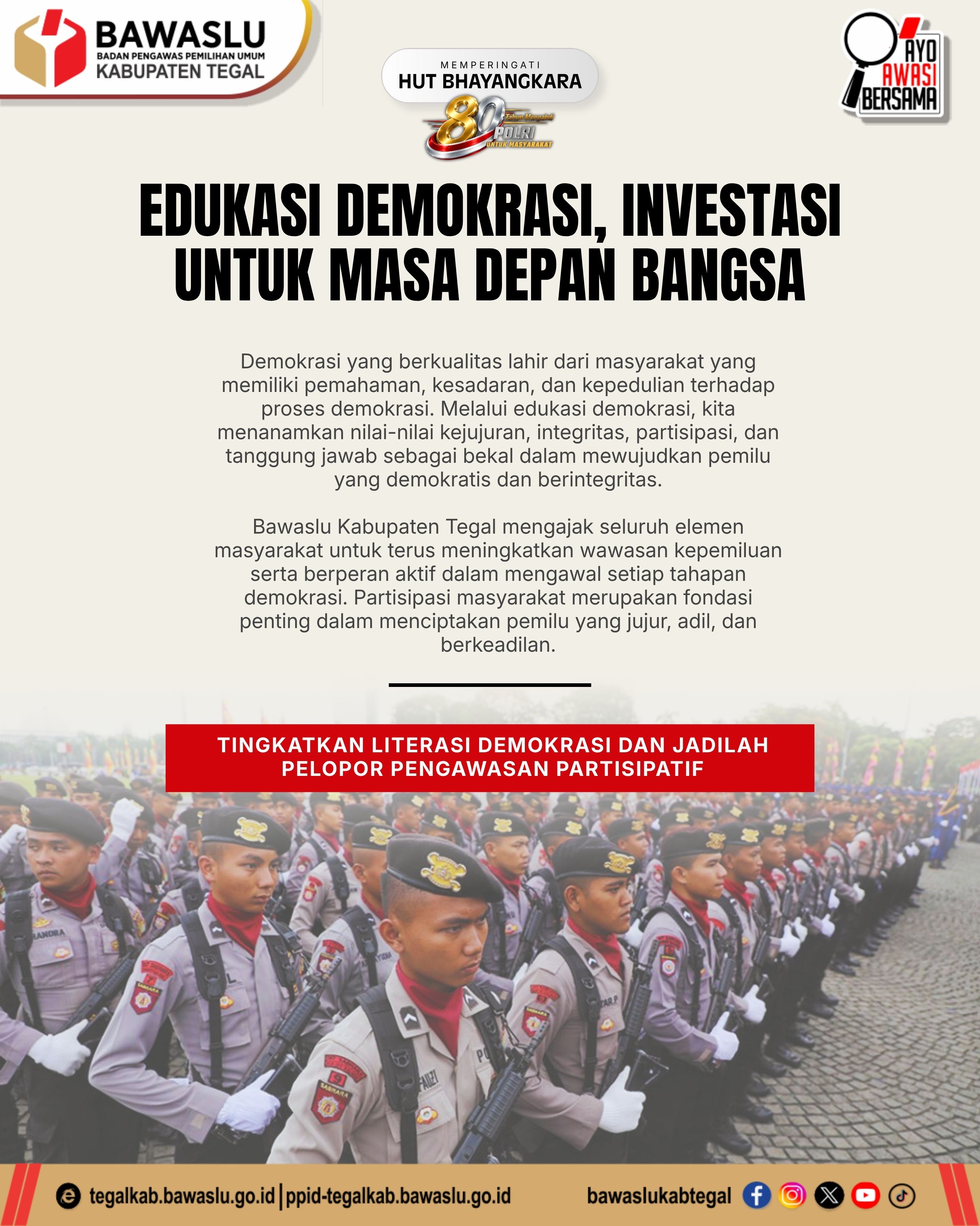 Bawaslu Kabupaten Tegal Perkuat Literasi Demokrasi melalui Publikasi Digital sebagai Wujud Pengawasan Partisipatif