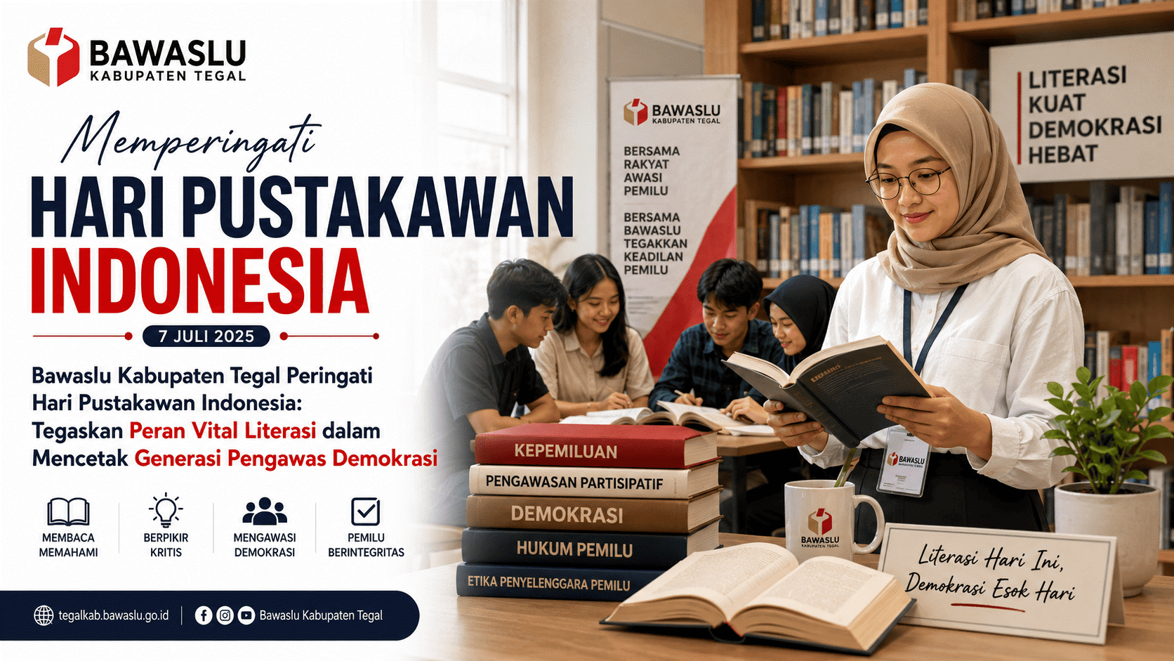 Bawaslu Kabupaten Tegal Peringati Hari Pustakawan Indonesia: Tegaskan Peran Vital Literasi dalam Mencetak Generasi Pengawas Demokrasi