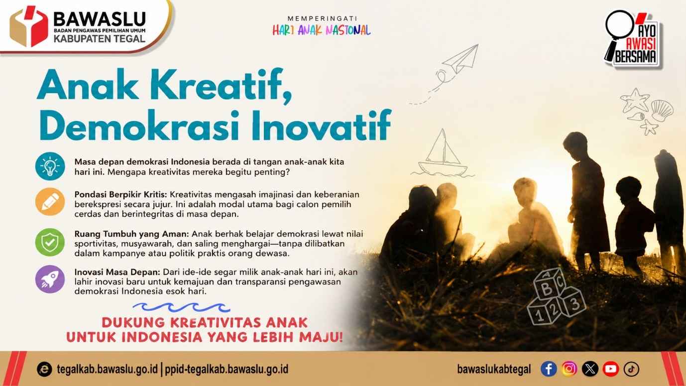Peringati Hari Anak Nasional, Bawaslu Kabupaten Tegal Gaungkan Semangat "Anak Kreatif, Demokrasi Inovatif"