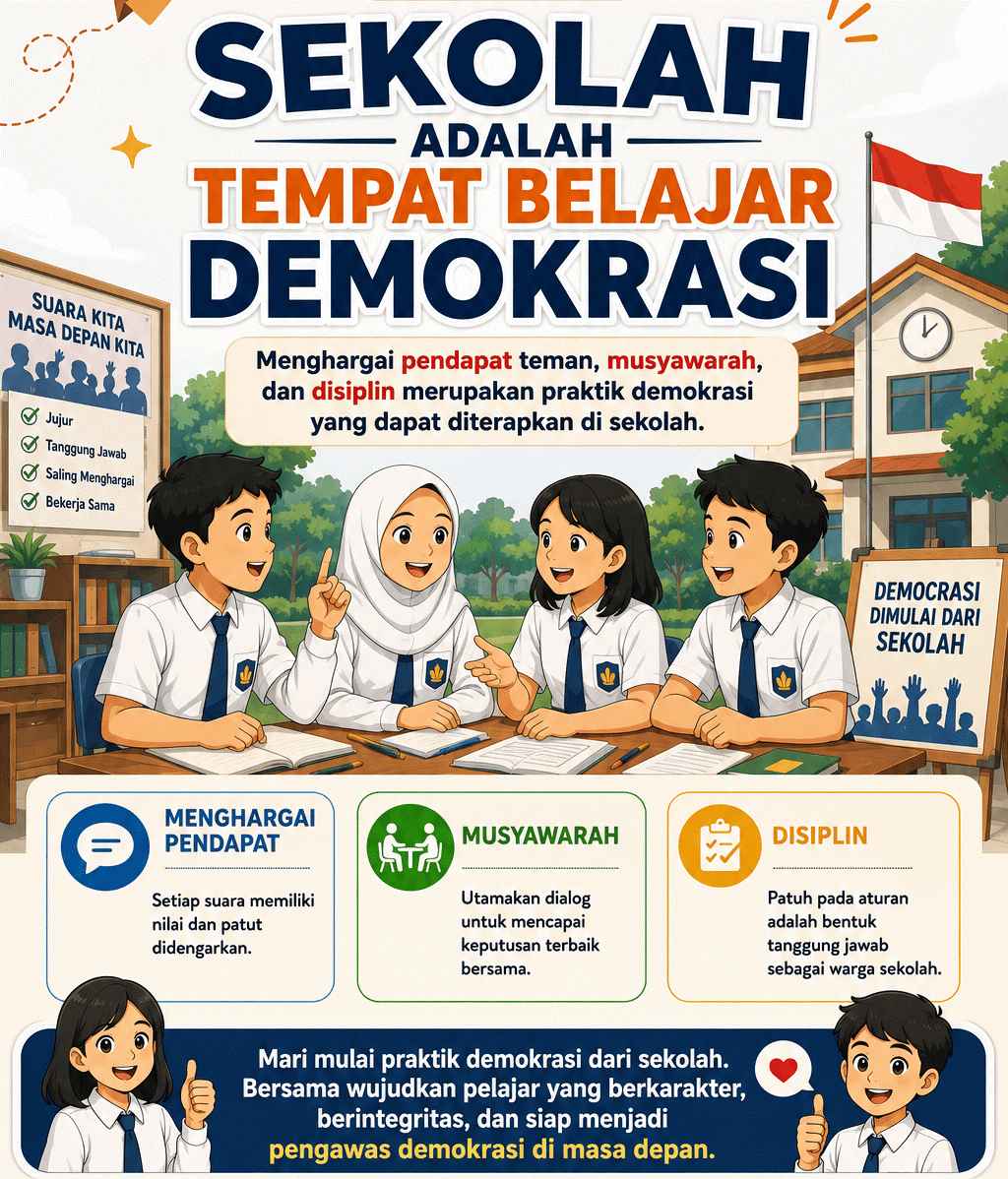 Bawaslu Kabupaten Tegal Publikasikan Edukasi "Sekolah adalah Tempat Belajar Demokrasi" Melalui Media Sosial