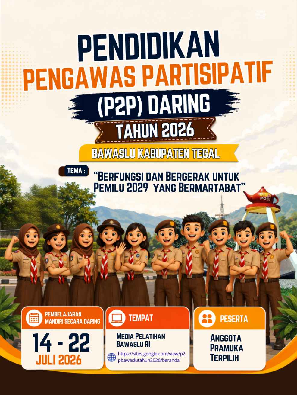 Bawaslu Kabupaten Tegal Publikasikan Pelaksanaan Pendidikan Pengawas Partisipatif (P2P) Daring Tahun 2026