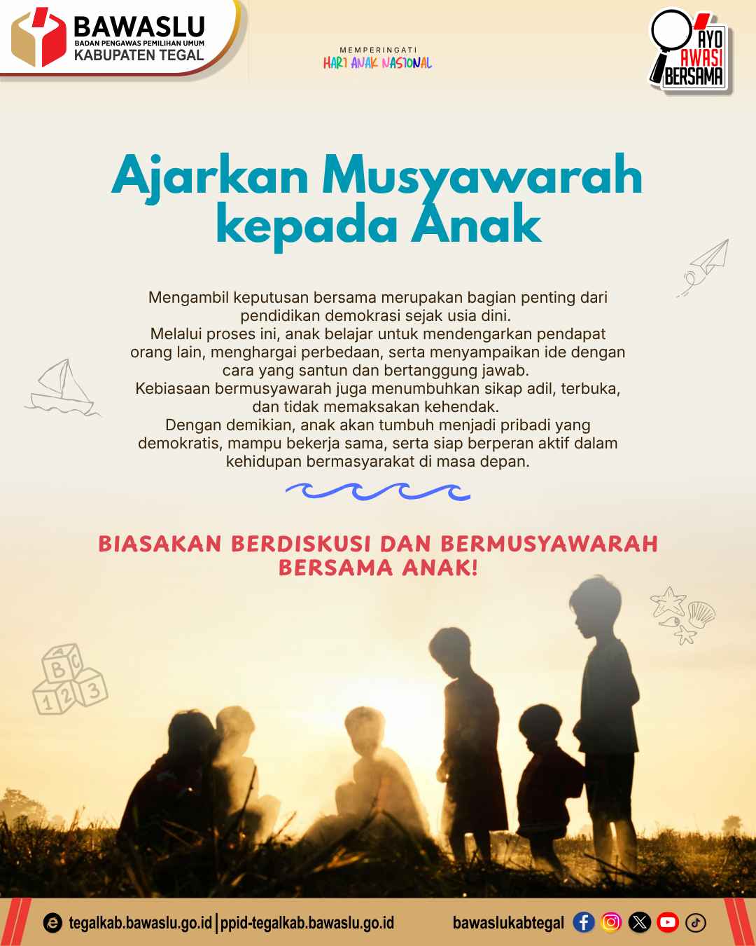 Bawaslu Kabupaten Tegal Dorong Pendidikan Demokrasi Sejak Dini melalui Budaya Musyawarah Anak