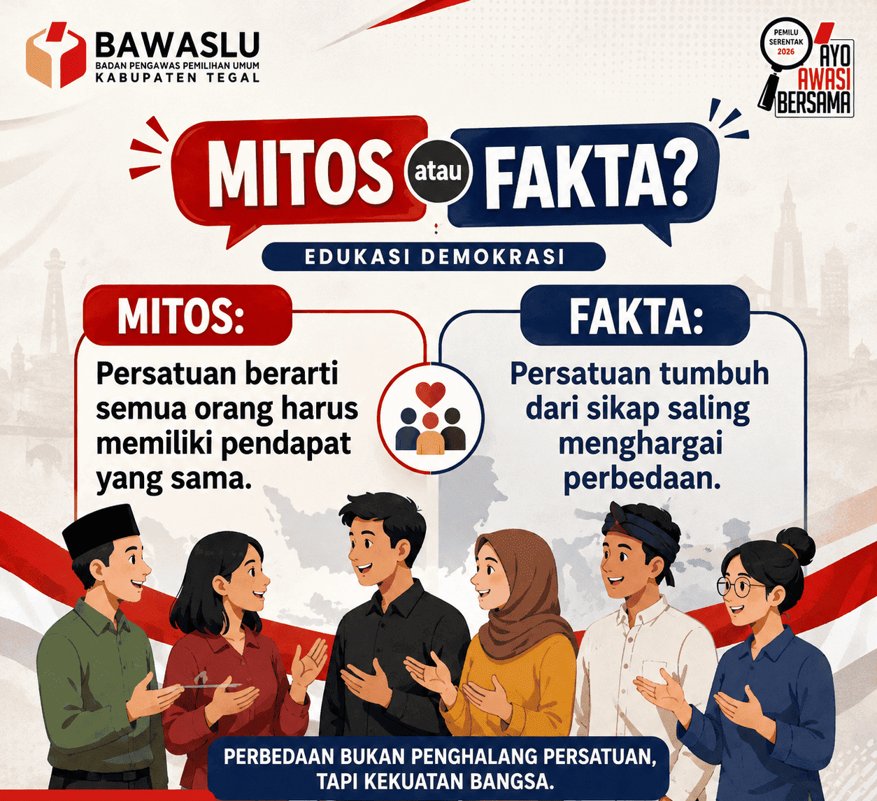 Bawaslu Kabupaten Tegal Tekankan Persatuan Tumbuh dari Sikap Saling Menghargai Perbedaan