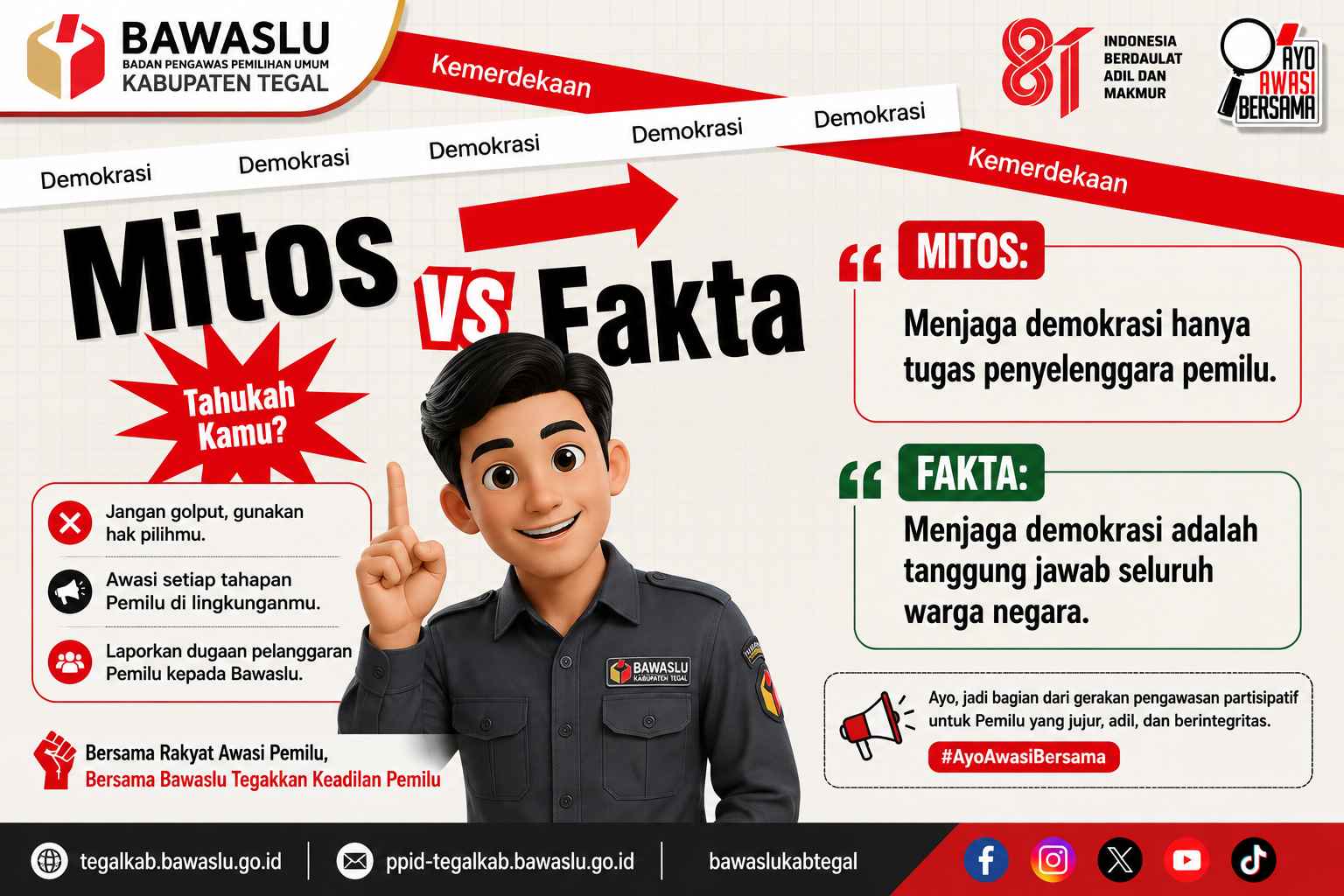 Bawaslu Kabupaten Tegal Edukasi Masyarakat: Menjaga Demokrasi adalah Tanggung Jawab Bersama