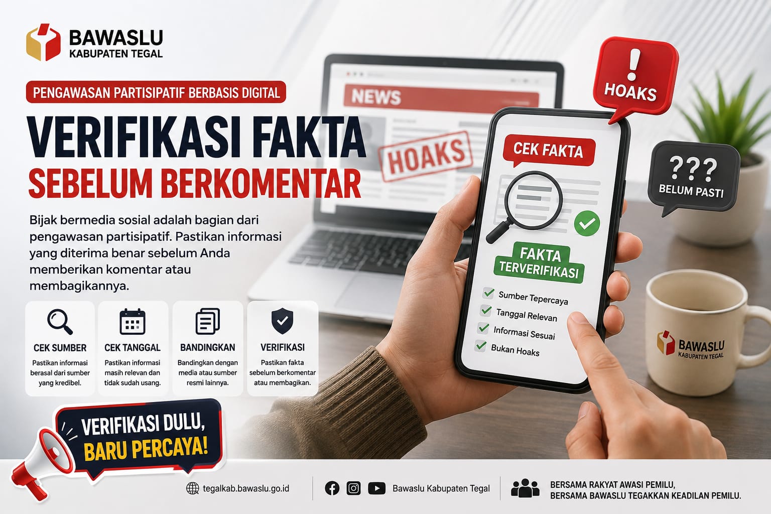 Bawaslu Kabupaten Tegal Edukasi Masyarakat Verifikasi Fakta Sebelum Berkomentar di Ruang Digital