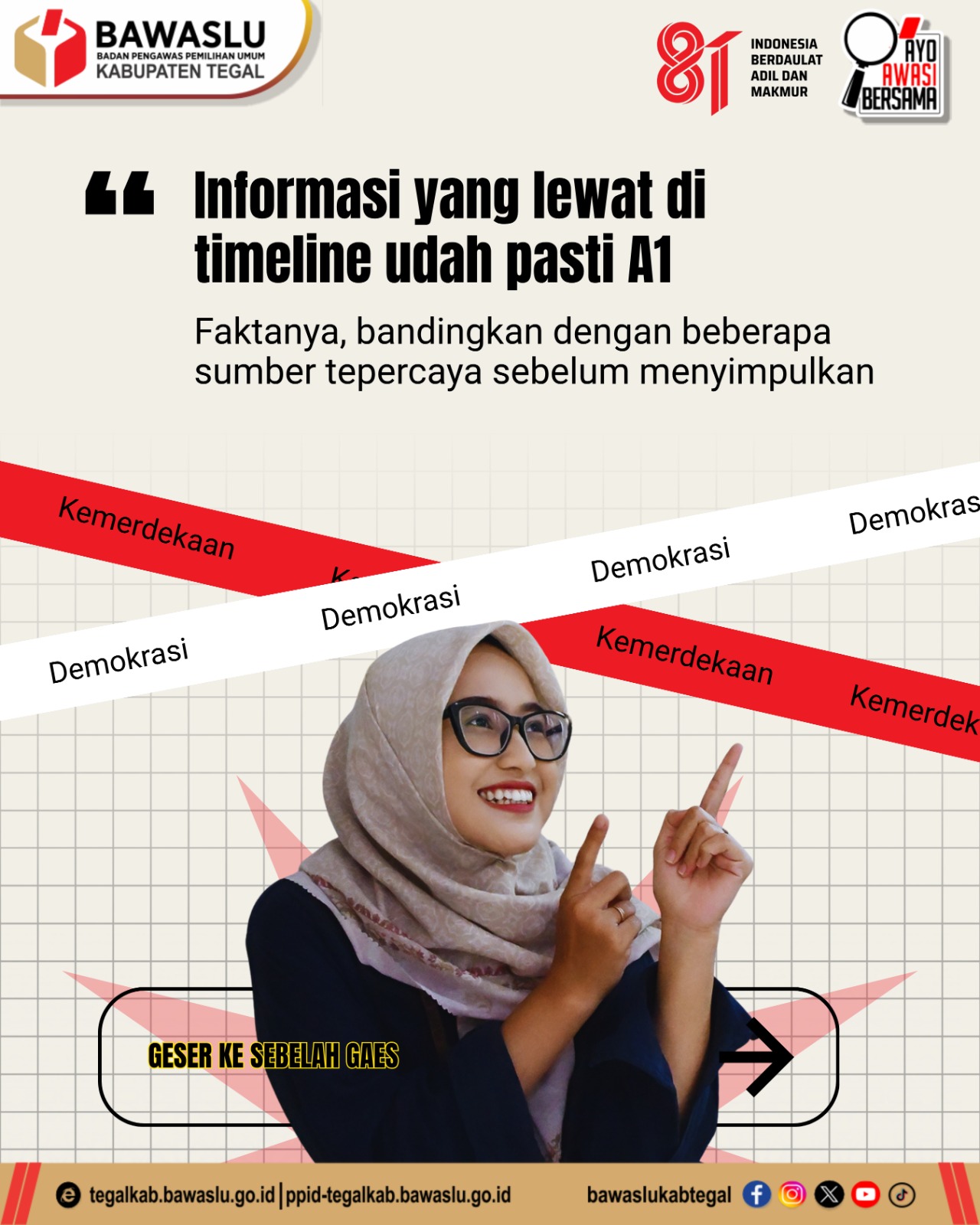 Informasi Lewat di Timeline Bukan Berarti Fakta: Bawaslu Ajak Publik Cek Sebelum Percaya