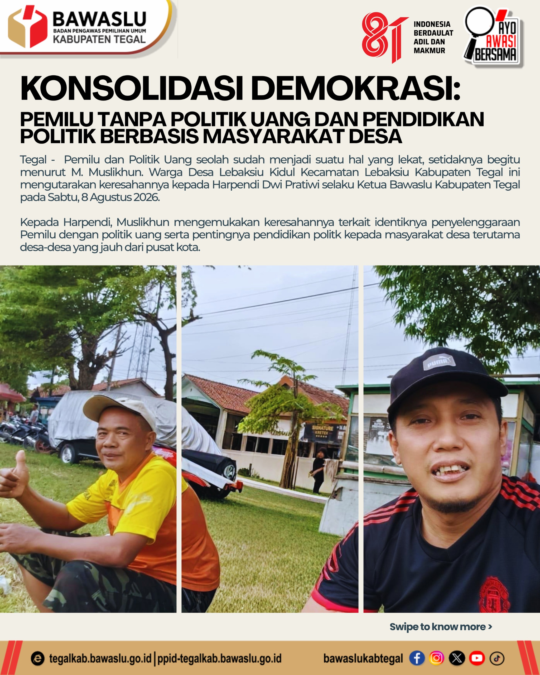 Geram! Warga Lebaksiu Kidul Dituding Jual Suara, Bawaslu Tegal Gigit Jari