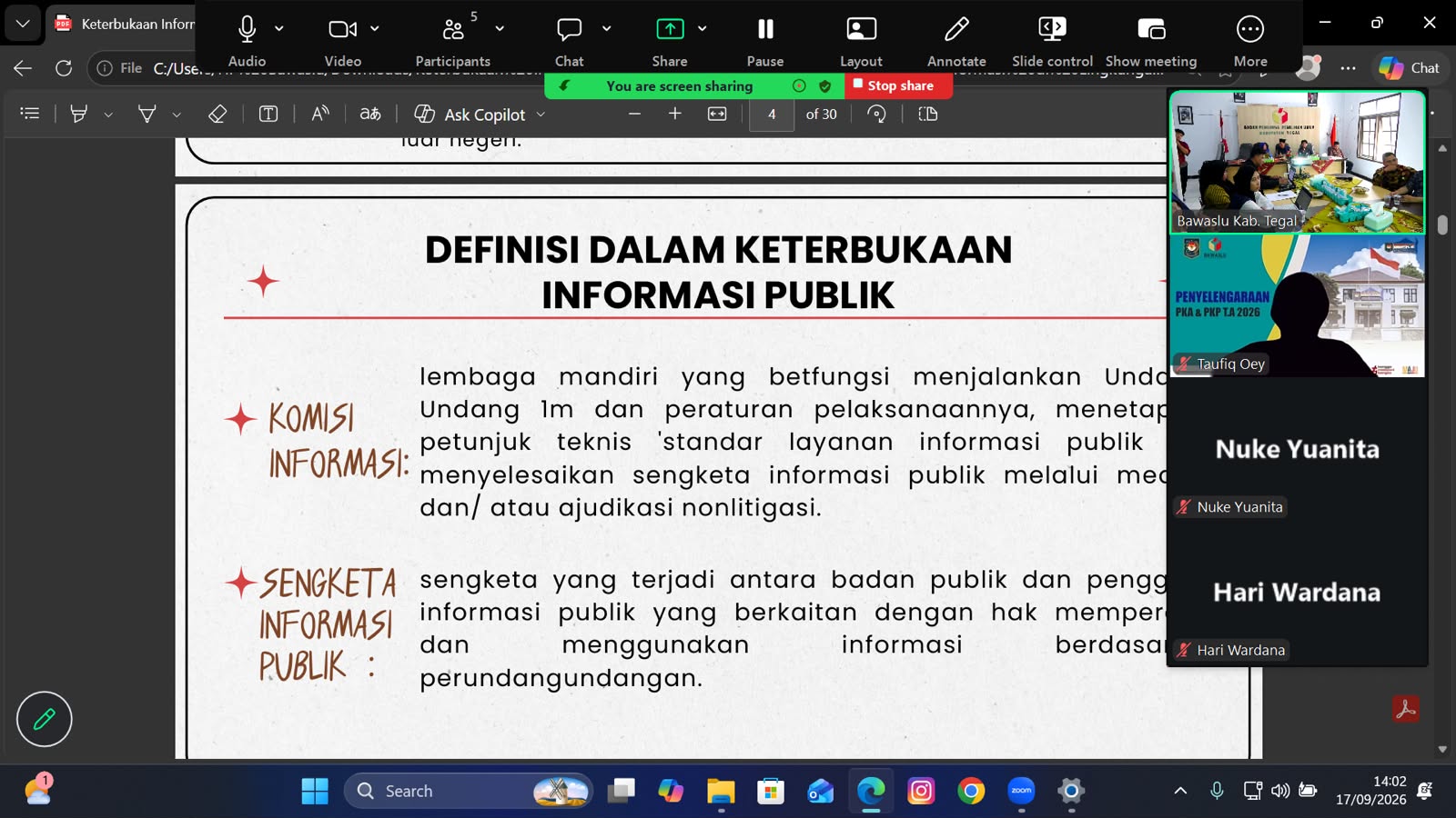 Bawaslu Kabupaten Tegal Perkuat Pelayanan Informasi Publik melalui Bimbingan Teknis