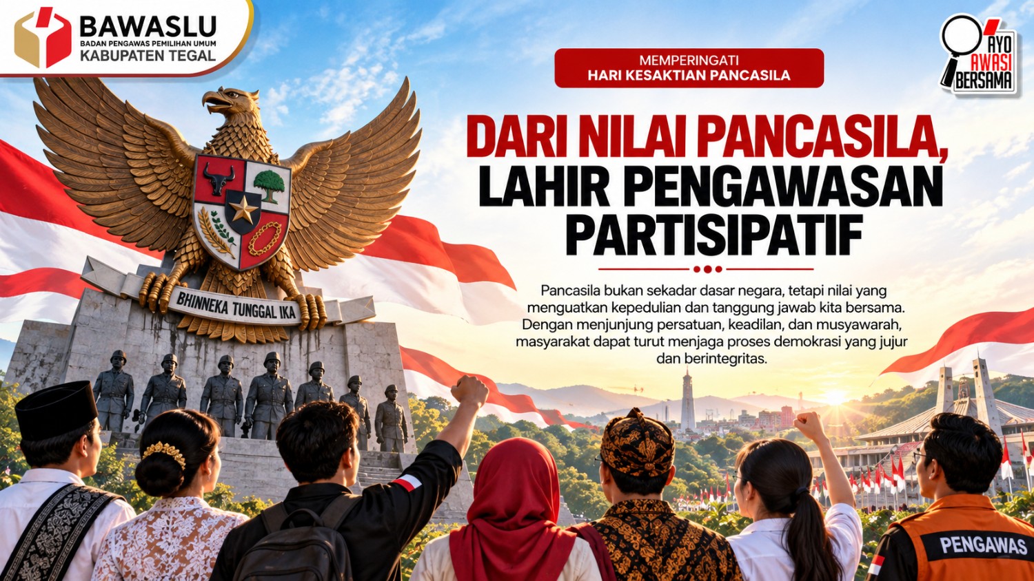 Bawaslu Kabupaten Tegal Dorong Nilai Pancasila sebagai Landasan Pengawasan Partisipatif