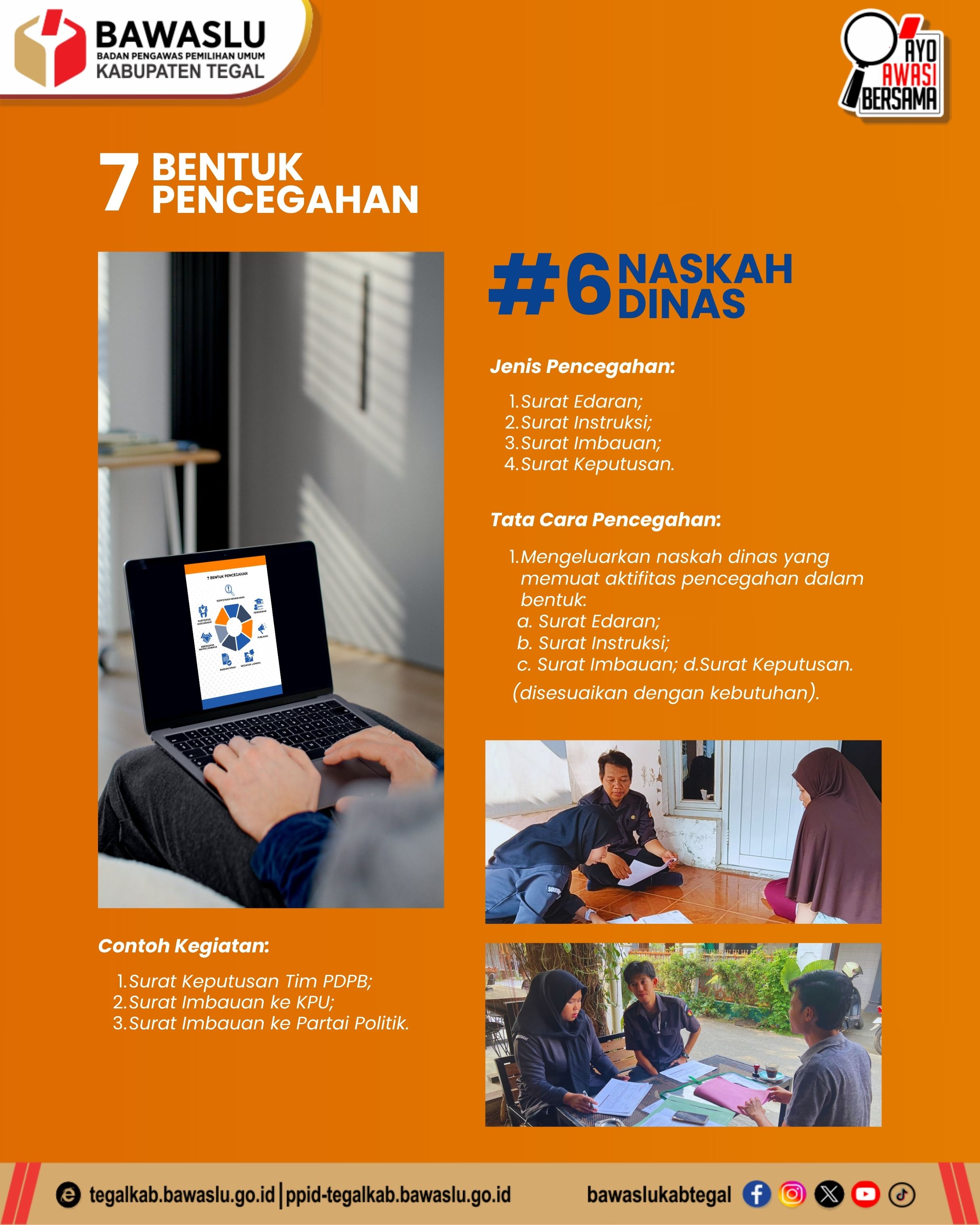 Bawaslu Kabupaten Tegal: Kenali 7 Bentuk Pencegahan melalui Naskah Dinas, Perkuat Pengawasan Pemilu