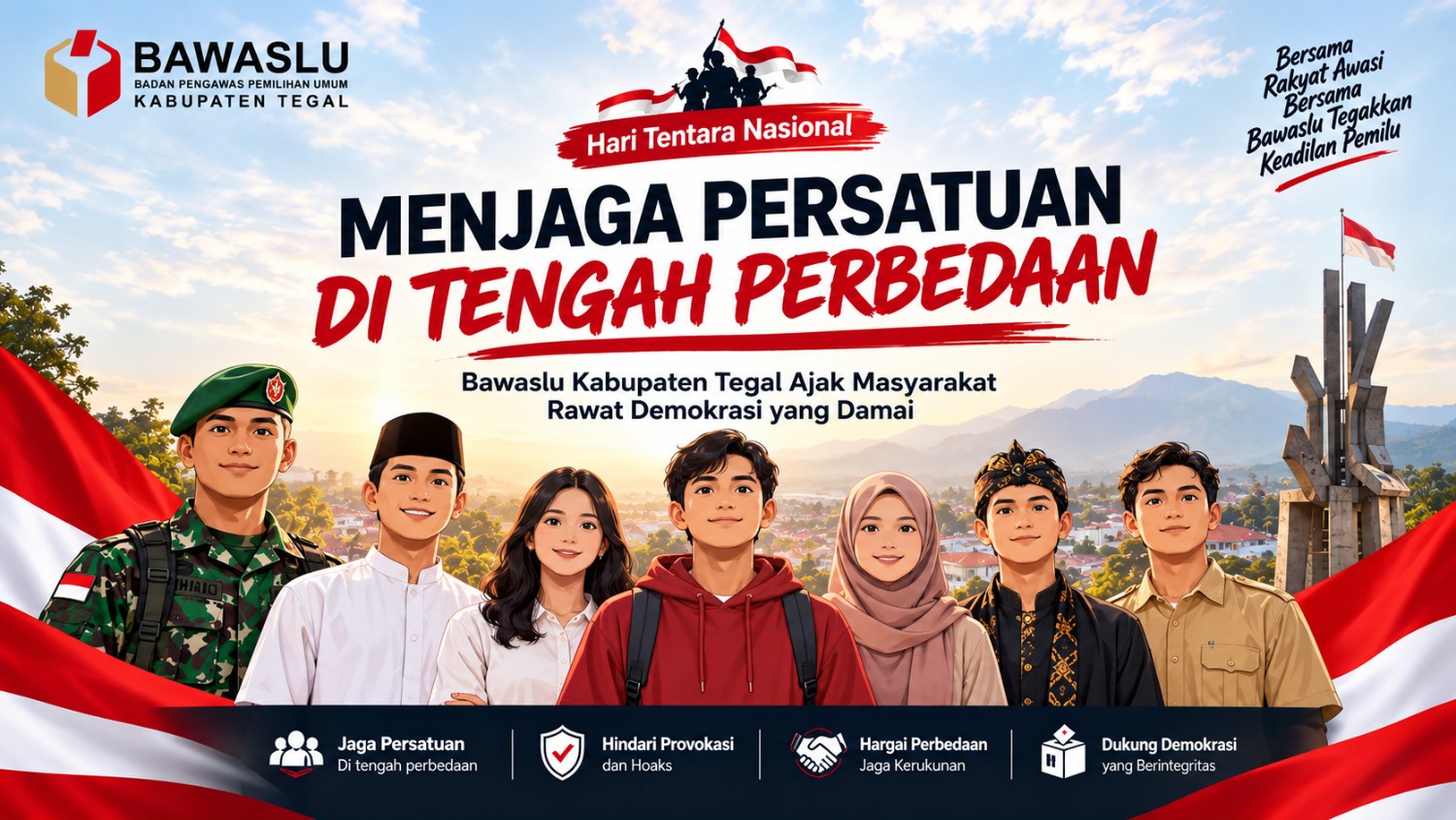 Menjaga Persatuan di Tengah Perbedaan, Bawaslu Kabupaten Tegal Ajak Masyarakat Rawat Demokrasi yang Damai