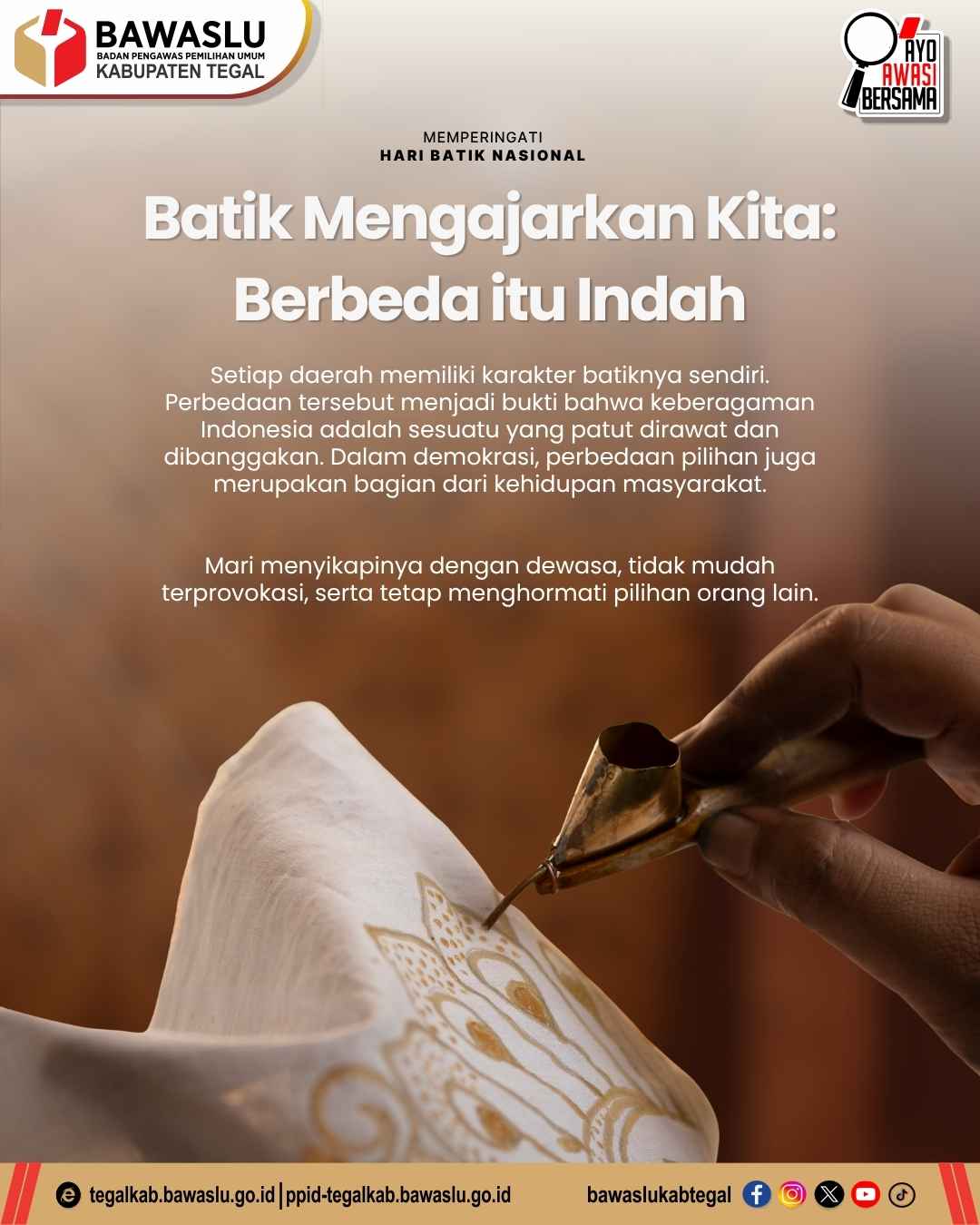 Hari Batik Nasional 2026, Bawaslu Kabupaten Tegal: Batik Mengajarkan Kita untuk Menghargai Perbedaan