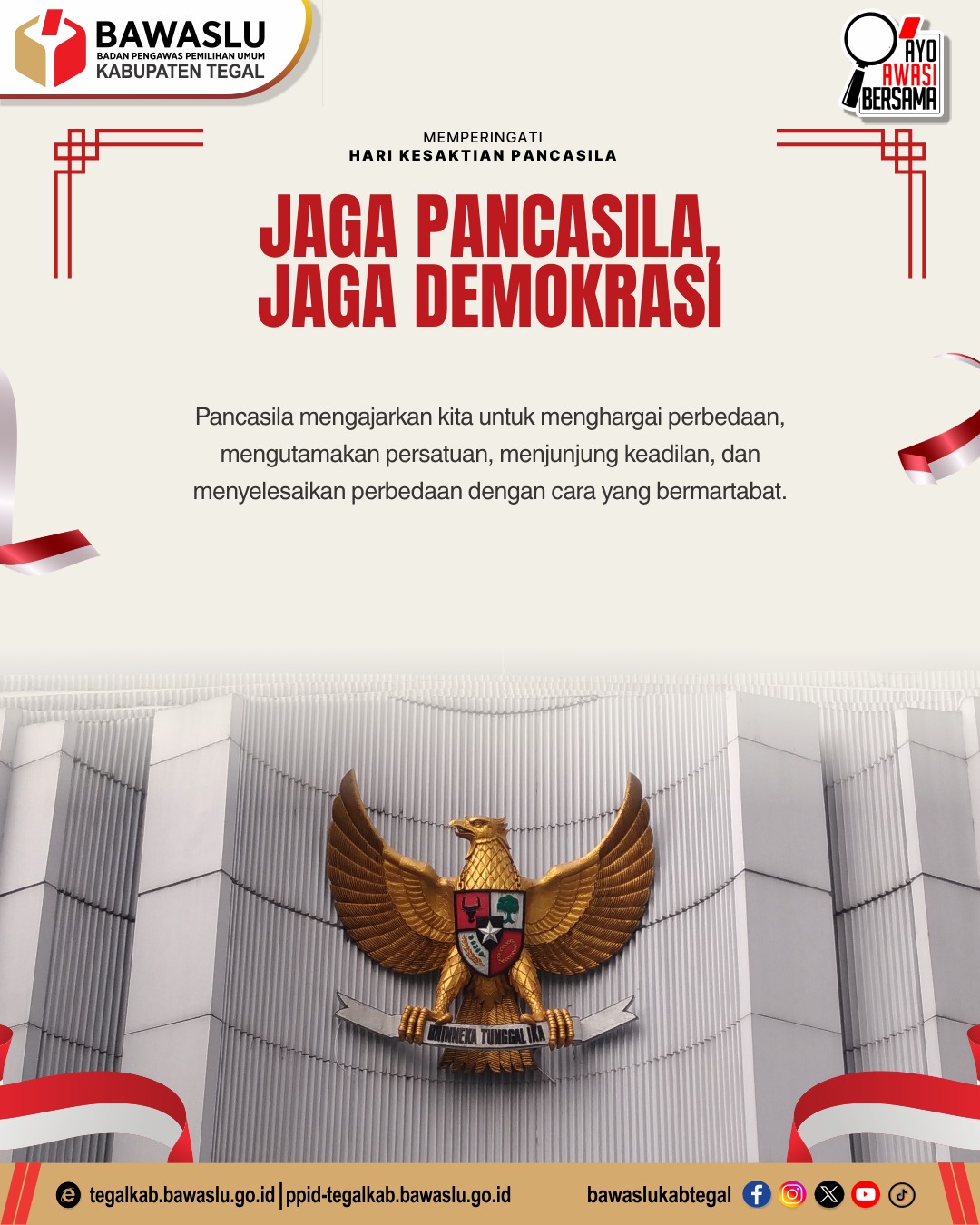 Bawaslu Kabupaten Tegal Peringati Hari Kesaktian Pancasila: Jaga Pancasila, Jaga Demokrasi