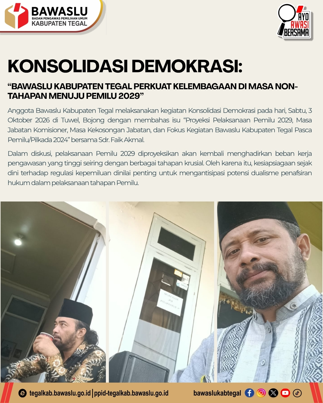 Bawaslu Kabupaten Tegal Perkuat Kelembagaan di Masa Non-Tahapan Menuju Pemilu 2029