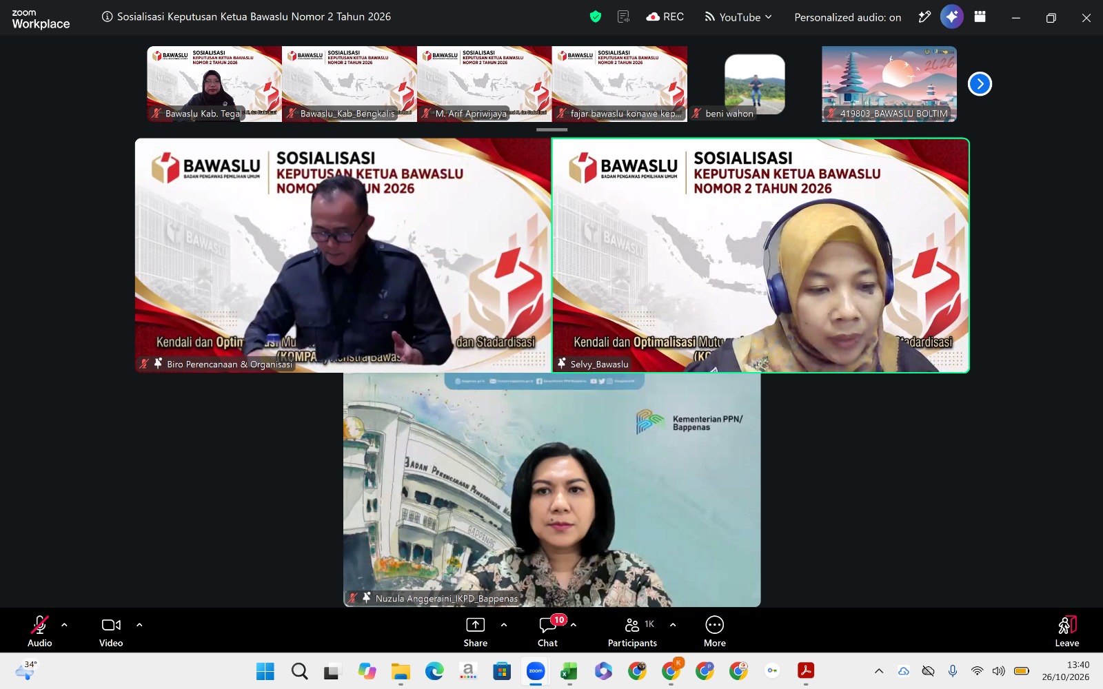 Pimpinan dan Staf Bawaslu Kabupaten Tegal Ikuti Sosialisasi Keputusan Ketua Bawaslu Nomor 2 Tahun 2026