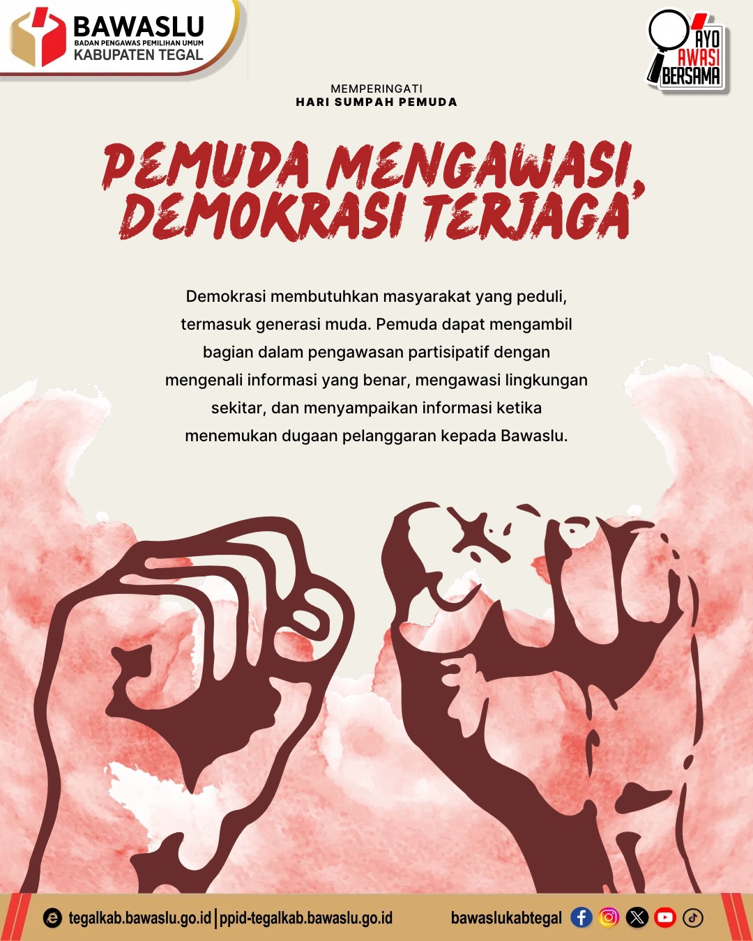 Pemuda Mengawasi, Demokrasi Terjaga: Bawaslu Kabupaten Tegal Ajak Generasi Muda Berperan Aktif dalam Pengawasan Partisipatif