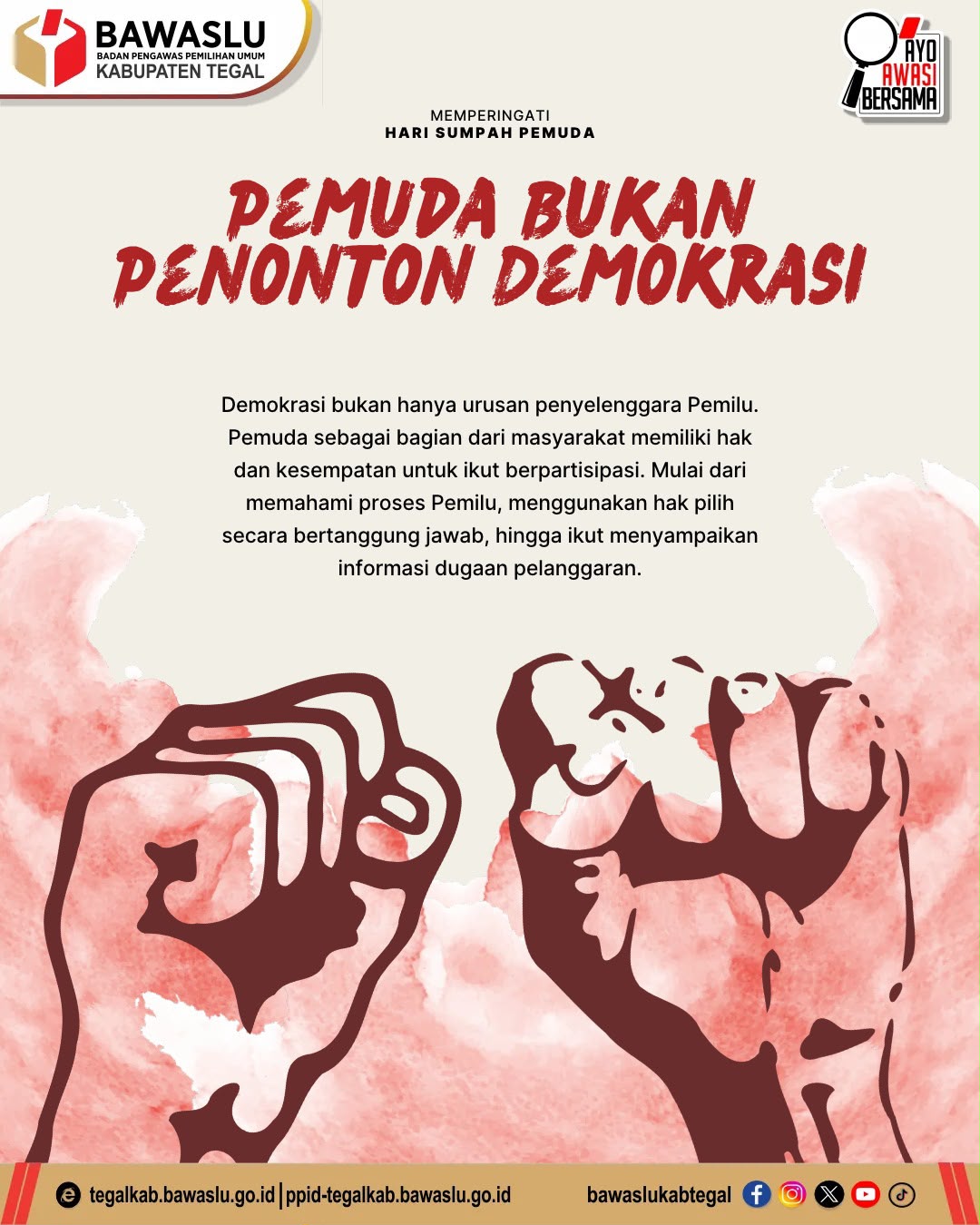 Bawaslu Kabupaten Tegal Ajak Pemuda Tidak Sekadar Menjadi Penonton Demokrasi