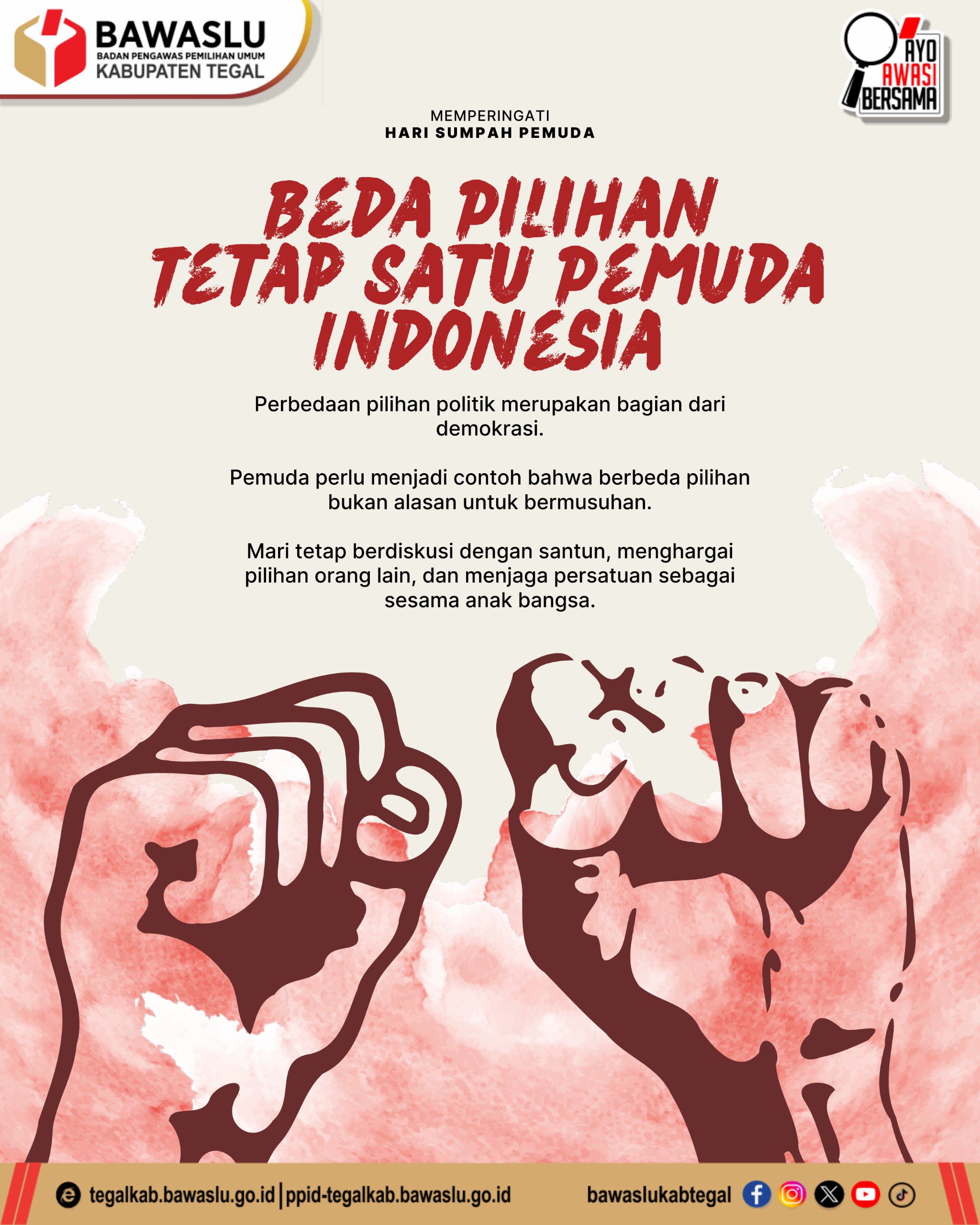 Beda Pilihan Bukan Alasan Bermusuhan! Ini Pesan Bawaslu Kabupaten Tegal untuk Generasi Muda di Hari Sumpah Pemuda