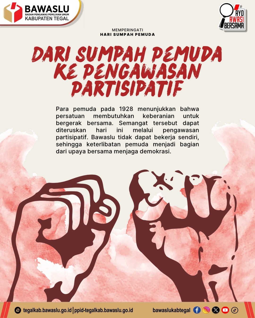 Dari Sumpah Pemuda ke Pengawasan Partisipatif, Bawaslu Kabupaten Tegal Ajak Generasi Muda Jaga Demokrasi
