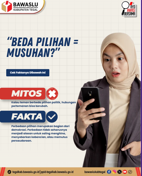 Bawaslu Kabupaten Tegal: Beda Pilihan Politik Bukan Alasan untuk Bermusuhan