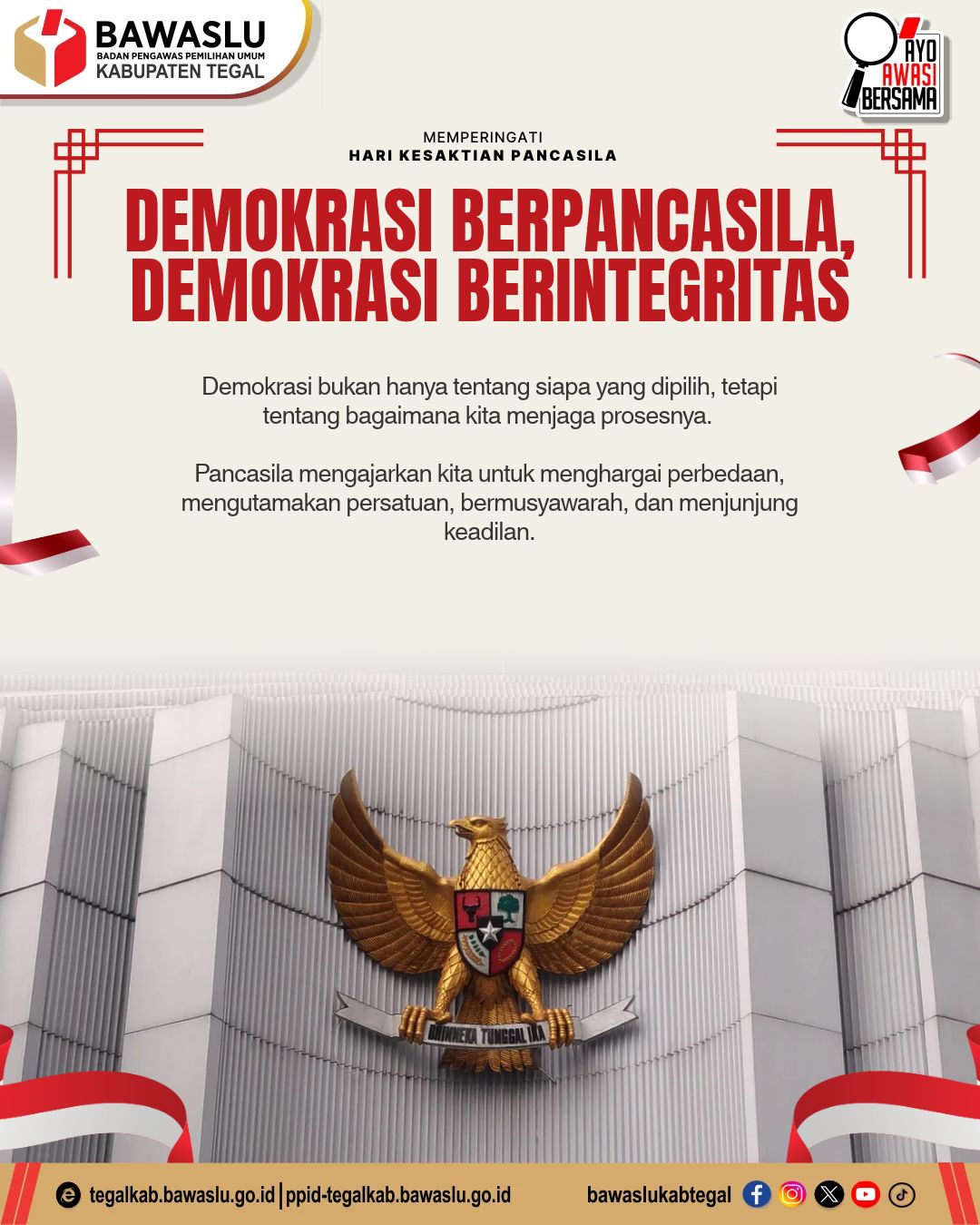 Demokrasi Berpancasila, Demokrasi Berintegritas: Bawaslu Kabupaten Tegal Ajak Masyarakat Jaga Nilai Demokrasi