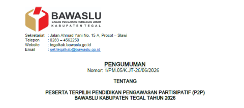 Pengumuman Peserta Terpilih P2P Tahun 2026