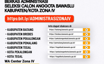 PENGUMUMAN HASIL PENELITIAN BERKAS ADMINISTRASI CALON ANGGOTA BAWASLU KABUPATEN/KOTA PROVINSI JAWA TENGAH ZONA IV