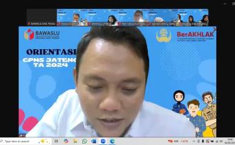 Calon Pegawai Negeri Sipil (CPNS) Badan Pengawas Pemilu (Bawaslu) Kabupaten Tegal Ikuti Pengenalan Lingkungan Kerja/Orientasi di lingkungan Sekretariat Bawaslu Provinsi dan Kabupaten/Kota se-Jawa Tengah Tahun Anggaran 2024.