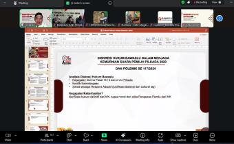 Bawaslu Kabupaten Tegal Ikuti Diskusi Hukum Selasa, Sharing Session Administrasi Hasil Pengawasan Pemungutan dan Penghitungan Suara Pemilu dan Pemilihan.