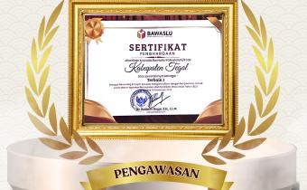 Bawaslu Kabupaten Tegal Raih Penghargaan Pengawasan Terbaik I Tingkat Nasional