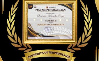 Bawaslu Kabupaten Tegal Raih Penghargaan Terbaik II Nasional Kategori Pemberitaan Terproduktif