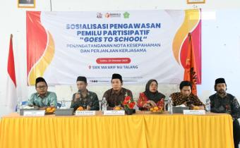 Bawaslu Kabupaten Tegal Laksanakan Sosialisasi Pengawasan Pemilu Partisipatif di SMK Ma’arif NU Talang