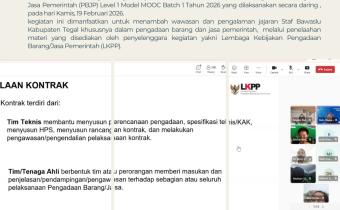 Staf Bawaslu Kabupaten Tegal Ikuti Pelatihan PBJP Level 1 Secara Daring, Bahas Bentuk Kontrak