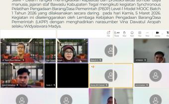Bawaslu Kabupaten Tegal Ikuti Synchronous Pelatihan PBJP Level-1 Model MOOC