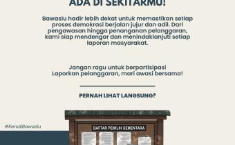 Bawaslu Ada di Sekitarmu, Ajak Masyarakat Aktif Awasi Demokrasi