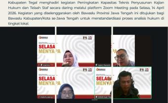 Bawaslu Kabupaten Tegal Ikuti Peningkatan Kapasitas Penyusunan Kajian Hukum dan Telaah Staf