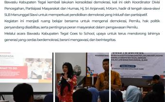 Bawaslu Kabupaten Tegal Dorong Demokrasi Inklusif melalui “Tegal Goes to School” di SLB Manunggal Slawi