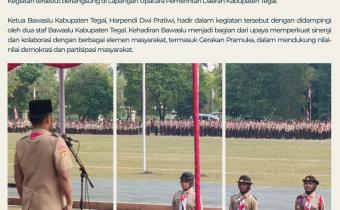 Bawaslu Kabupaten Tegal Hadiri Upacara Peringatan Hari Pramuka ke-65 Tahun 2026