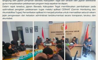Bawaslu Kabupaten Tegal Gelar Rapat Internal Evaluasi 