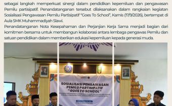 Tandatangani Naskah Kerja Sama untuk Perkuat Pengawasan Pemilu Partisipatif