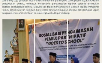 Bawaslu Kabupaten Tegal Gelar Konsolidasi Demokrasi Bersama Siswa SMK Muhammadiyah Slawi