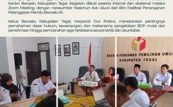 BAWASLU KABUPATEN TEGAL GELAR BIMTEK PENGELOLAAN BARANG DUGAAN PELANGGARAN PEMILU DAN PEMILIHAN